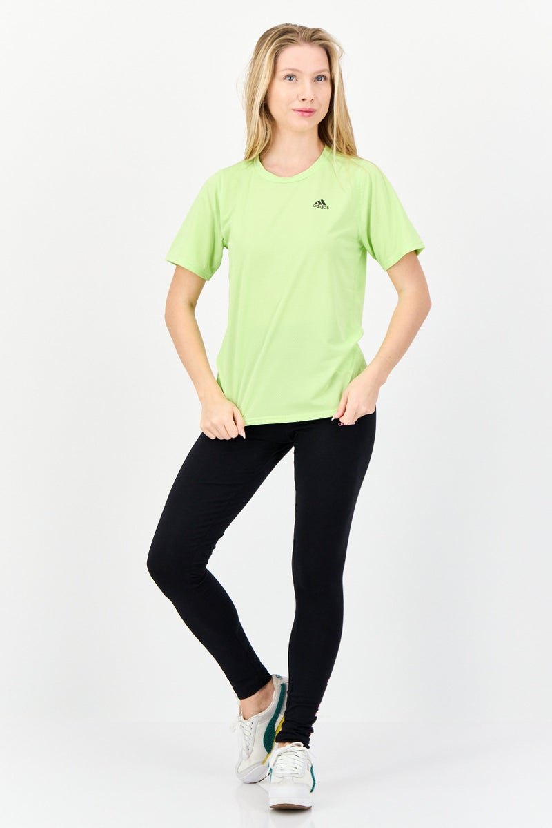 Adidas Women Sportswear Fit Short Sleeve Running T-Shirts, Lime Green - Image 2